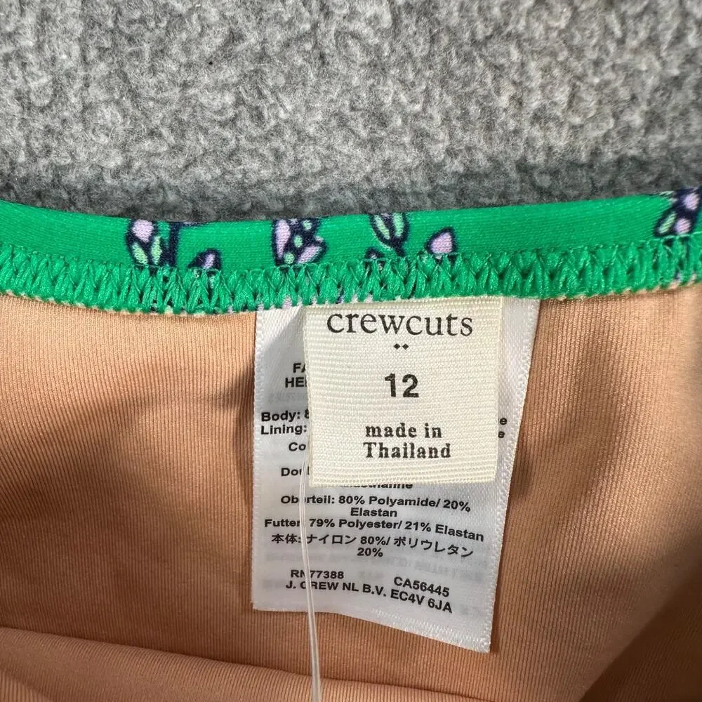 Crewcuts J.Crew Ruffle Strap Bikini Top Swimsuit Girls 12 New Green Floral BX172